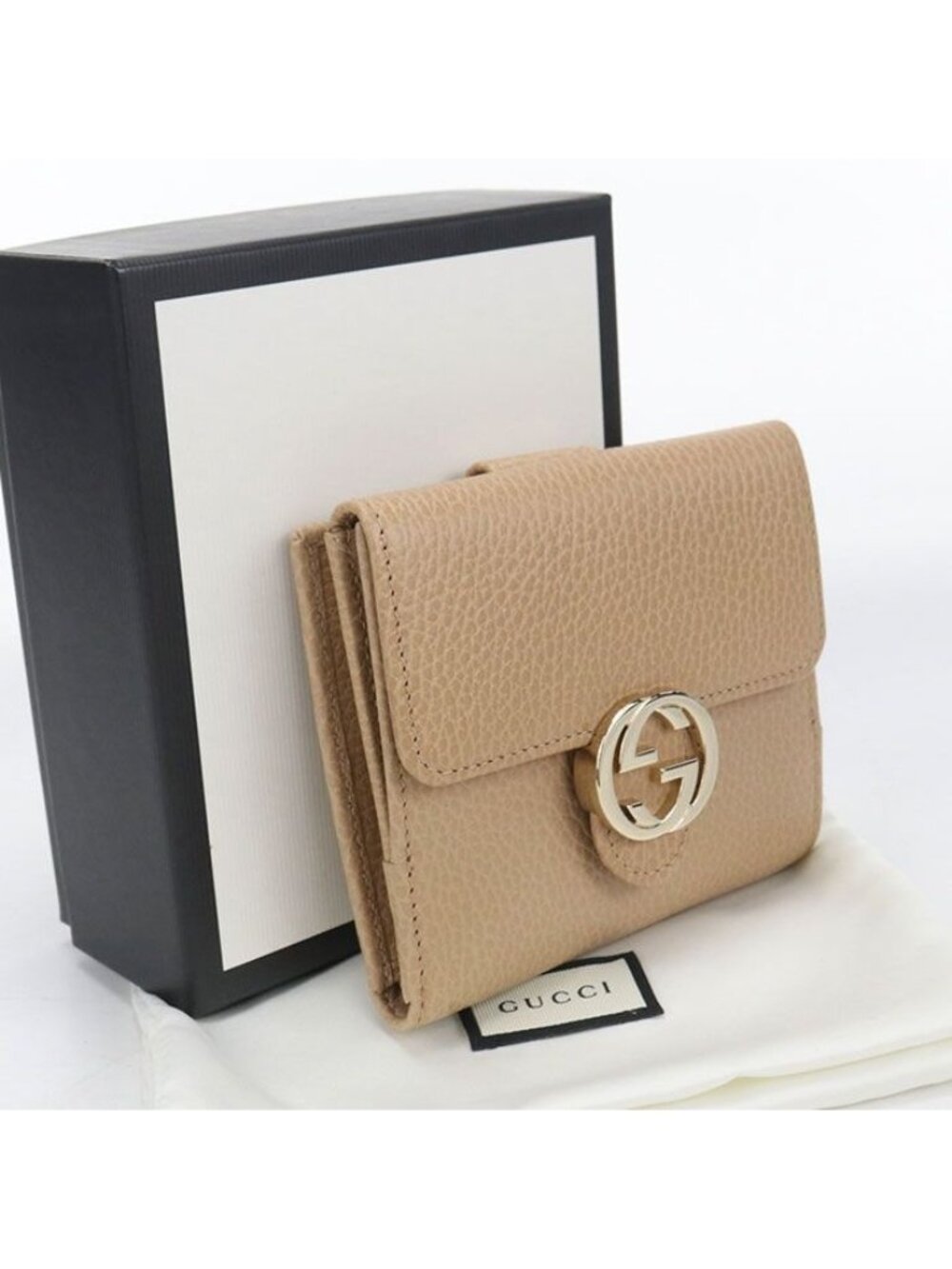 Gucci Hook Interlocking Bifold Wallet Leather - Picture 1 of 7